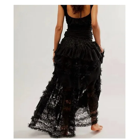 Free People Turn It Up Half Slip Maxi Skirt Black Small $168 - Picture 2 of 4